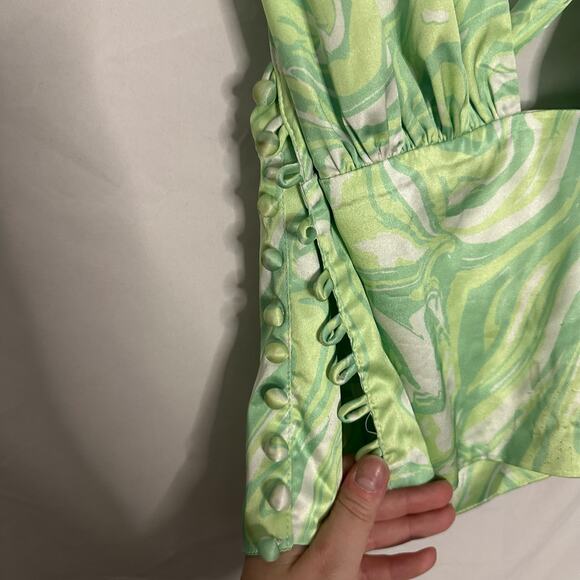 House of Sunny Paradise Silk Halter Retro Party Top Green Size 2 - Picture 8 of 9